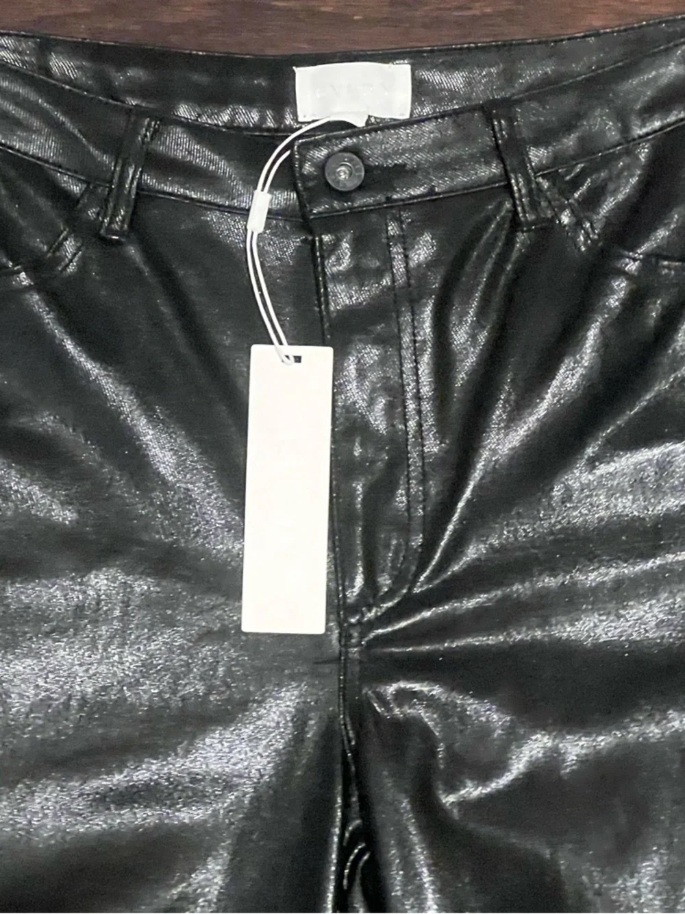 🖤 NWT Everly Faux Leather Wide Leg Pants Size 12 | Glossy Black